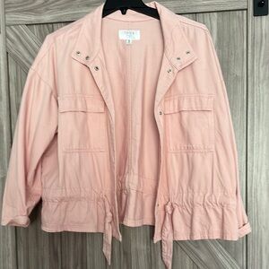 Time and Tru Pink Utility Jacket Lightweight Drawstring Waist